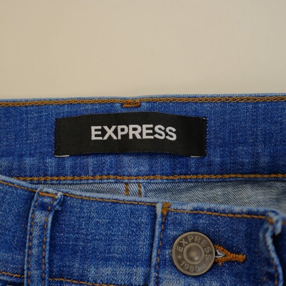 Express Grip Tape Striped Blue Denim Jeans Ankle Legging High Rise -6R- 27 / 28 - Picture 5 of 7